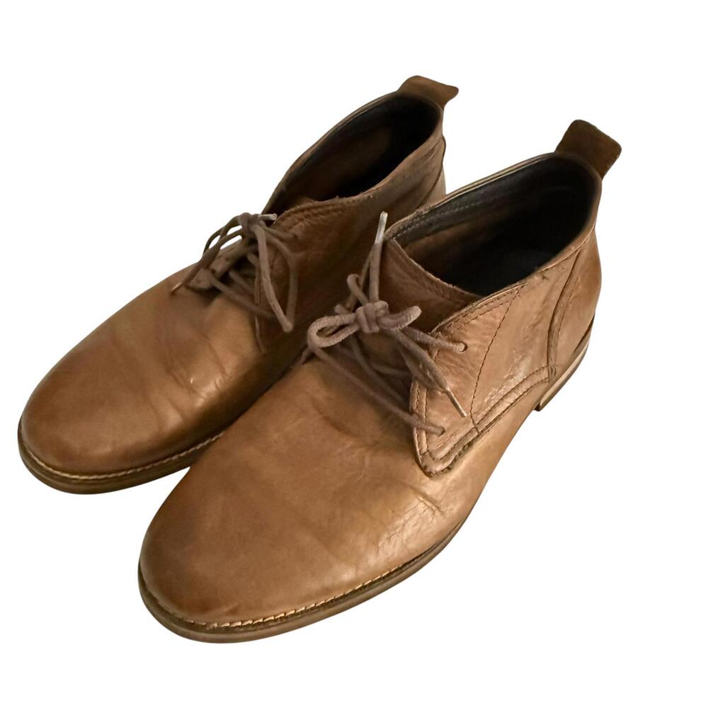 COLE HAAN Charles Brown Leather Mens Comfort Chukka Boots, 10